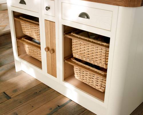 Tray/choping board accessory base unit with drawer line basket units