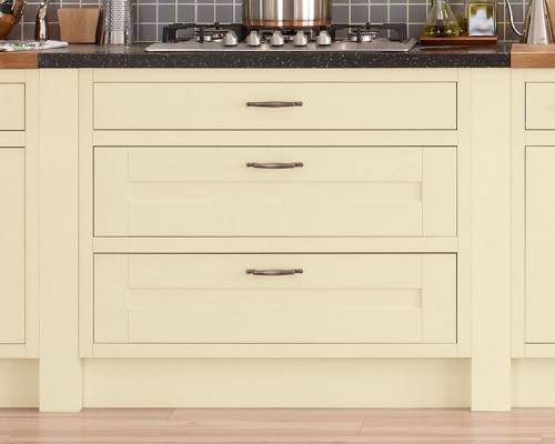 Wide 3 Drawer Base Unit with Base Pilasters and Solid Surface Worktop