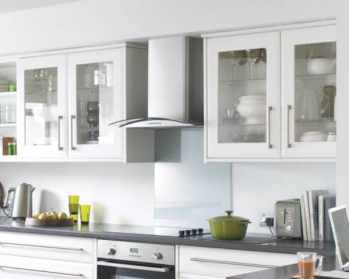 Full Height Glass Wall Units with Internal Glass Shelves